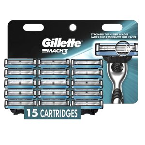 Gillette Mach3 Mens Razor Blade Refills, 15 Count, Designed for Sensitive Skin​