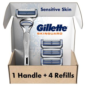 Gillette SkinGuard Razors for Men, 1 Gillette Razor, 4 Razor Blade Refills,
