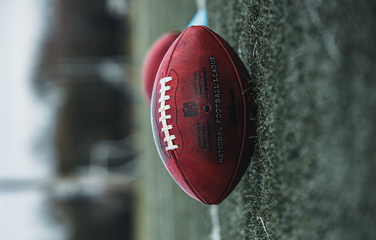 National Football League ball closeup
